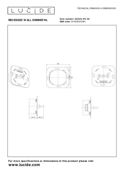 Lucide LED dimmer  Fase aansnijding RL 5-150W /Fase afsnijding RC 5-300W Zwart - technisch